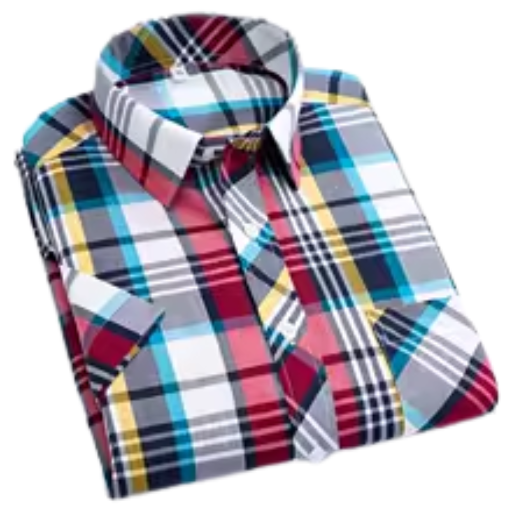 Chemise à carreaux en coton à manches courtes