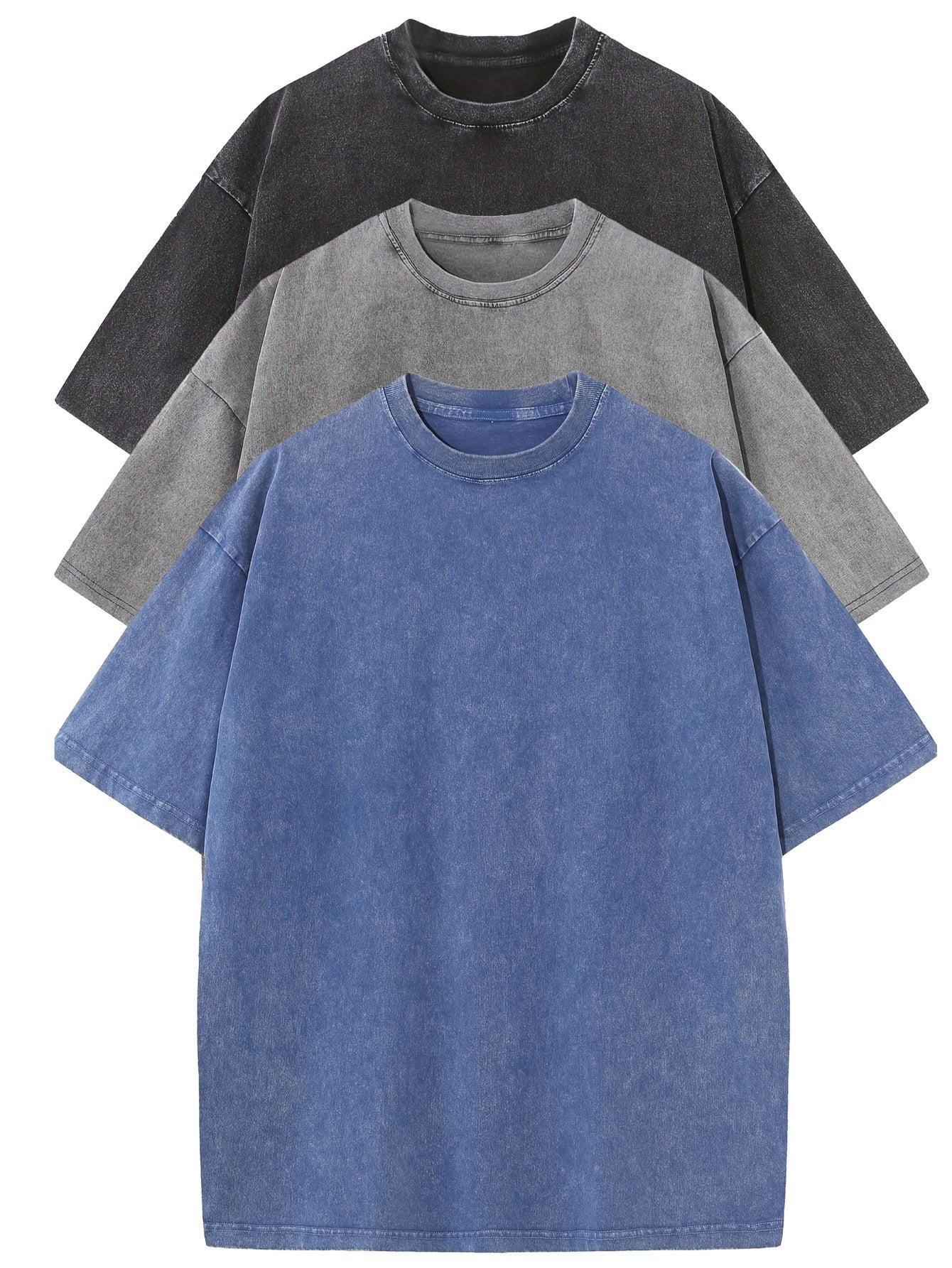 Ensemble de tee-shirts surdimensionnés en coton décontracté - Lot de 3