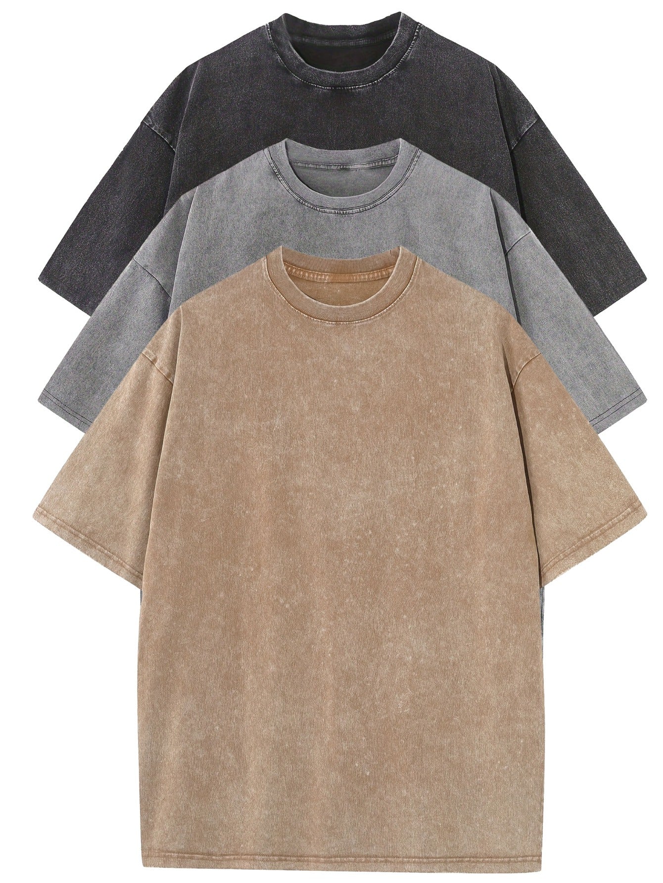 Ensemble de tee-shirts surdimensionnés en coton décontracté - Lot de 3