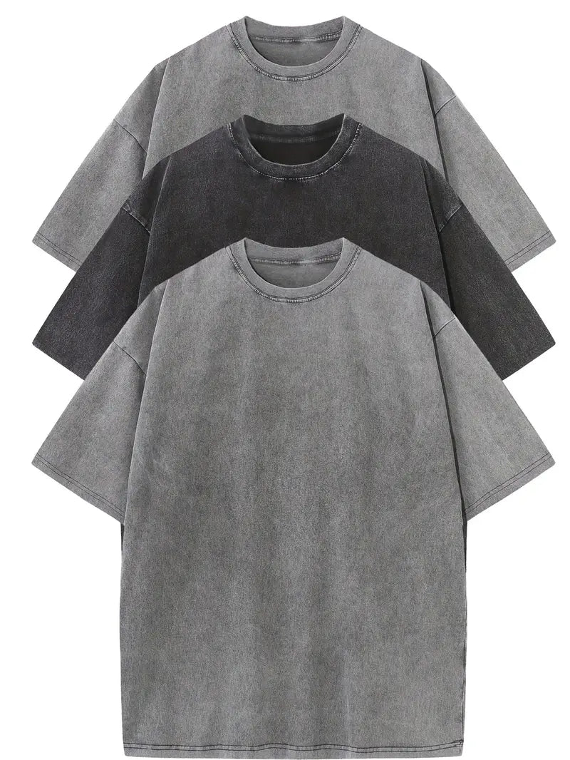Ensemble de tee-shirts surdimensionnés en coton décontracté - Lot de 3