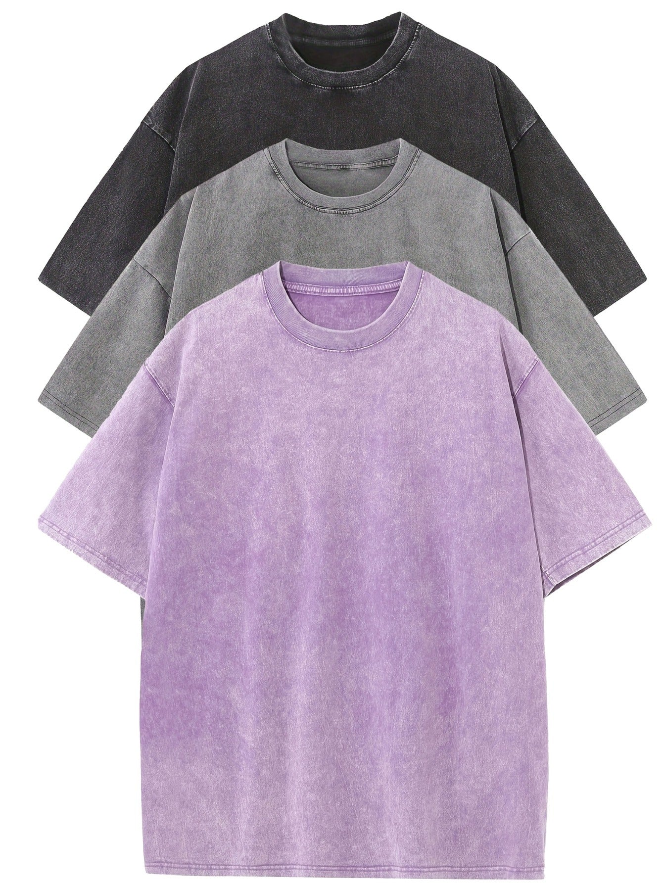 Ensemble de tee-shirts surdimensionnés en coton décontracté - Lot de 3