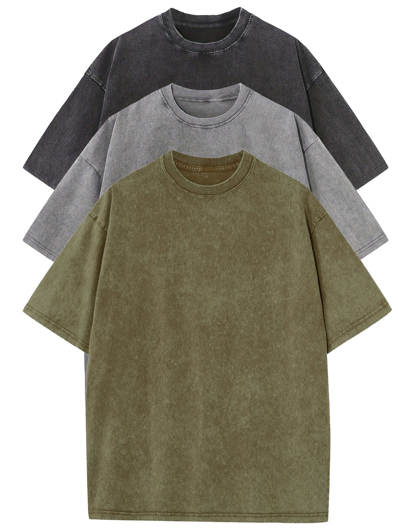 Ensemble de tee-shirts surdimensionnés en coton décontracté - Lot de 3