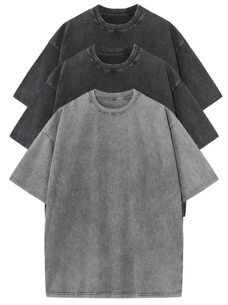 Ensemble de tee-shirts surdimensionnés en coton décontracté - Lot de 3