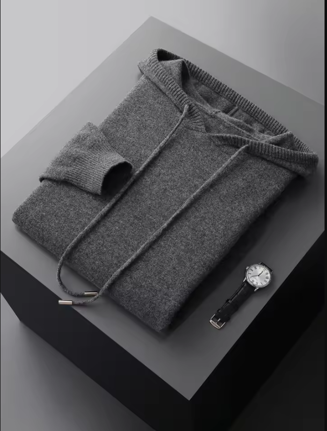 Pull à capuche en laine mérinos Sirlus