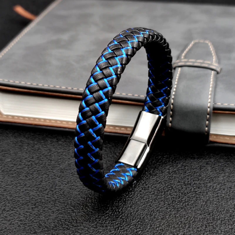 Bracelet tressé en cuir pour homme