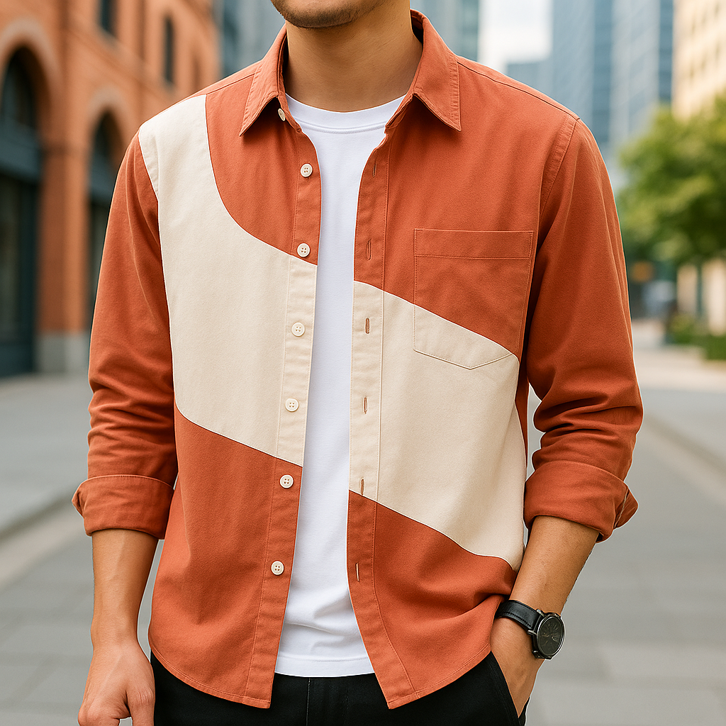 Chemise en coton bicolore