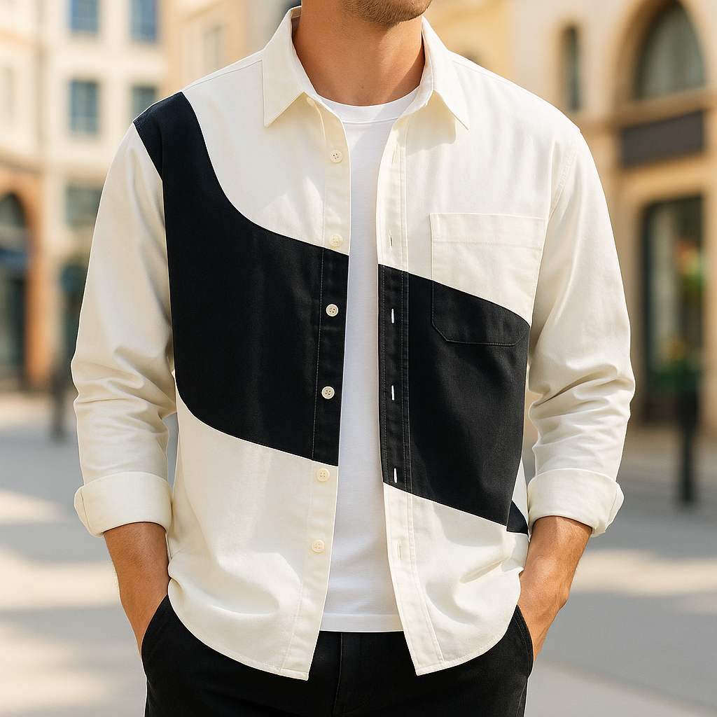 Chemise en coton bicolore