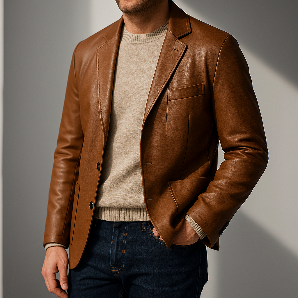 Blazer élégant en cuir pour hommes