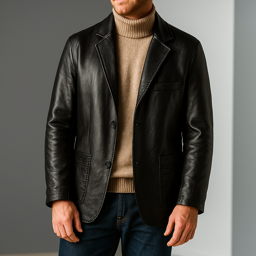 Blazer élégant en cuir pour hommes