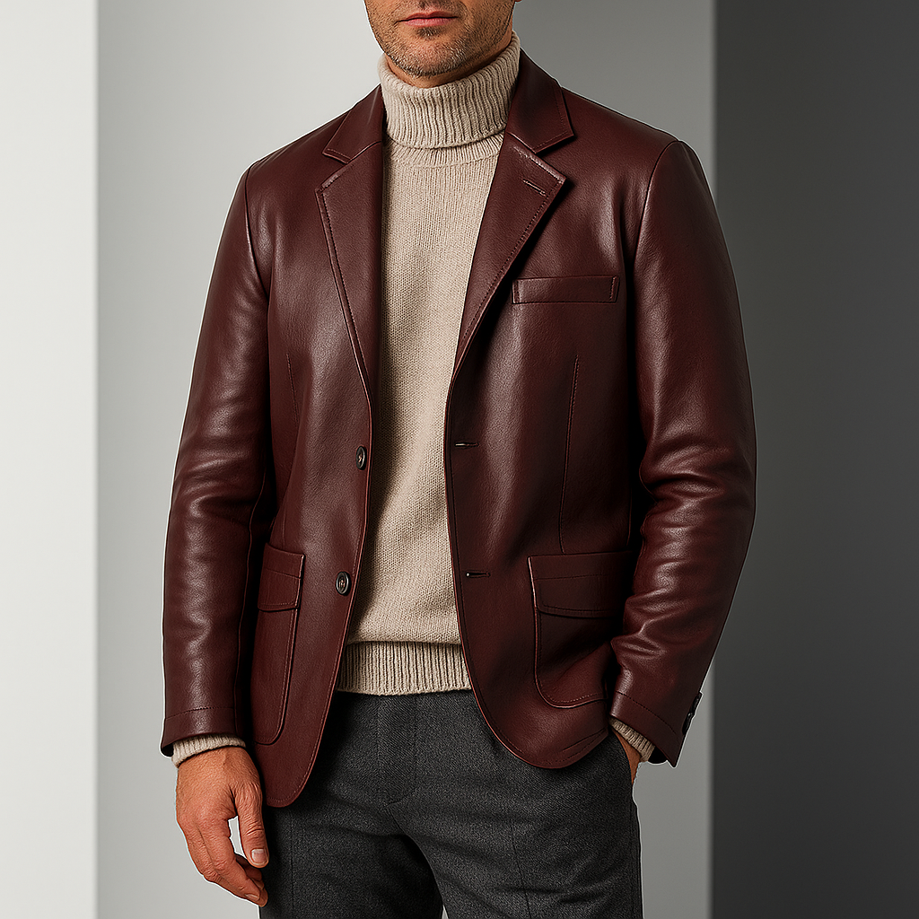 Blazer élégant en cuir pour hommes