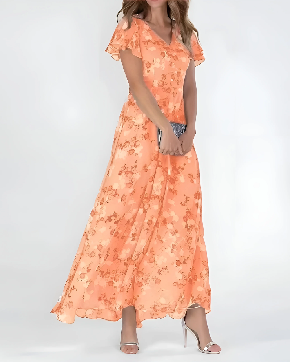 Robe longue élégante à imprimé floral
