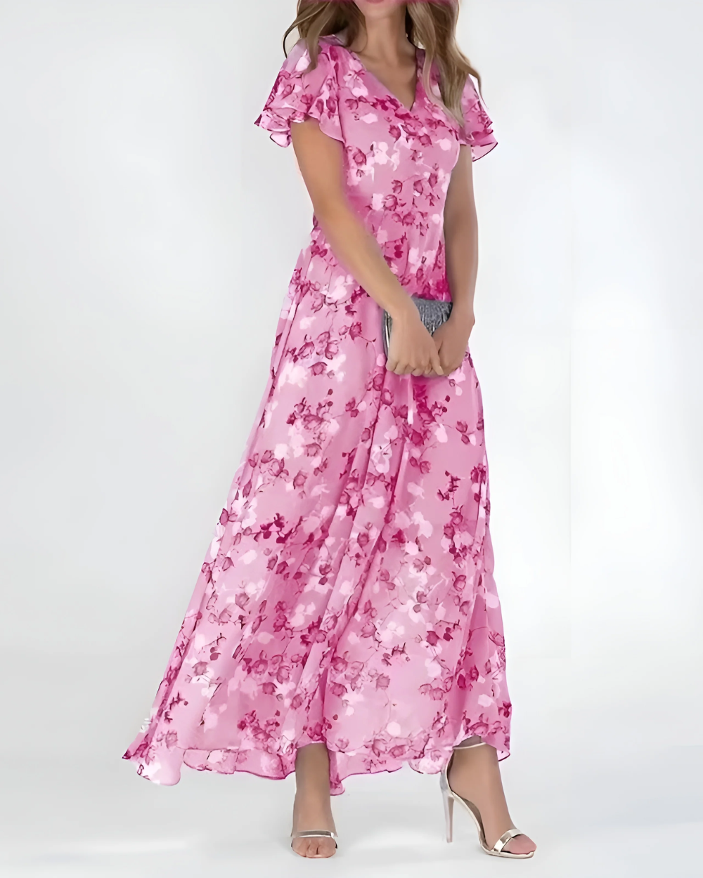 Robe longue élégante à imprimé floral