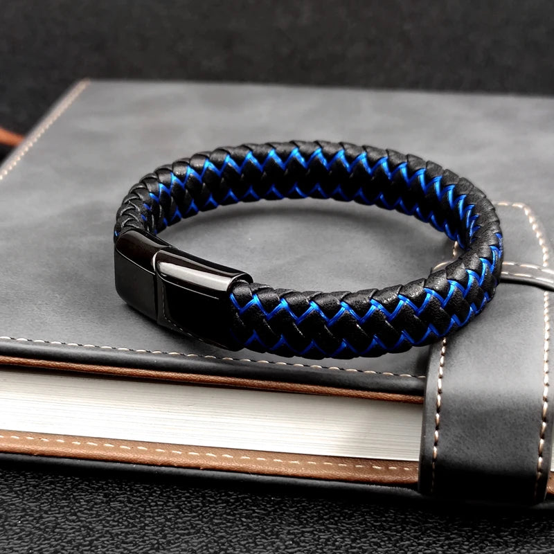 Bracelet tressé en cuir pour homme