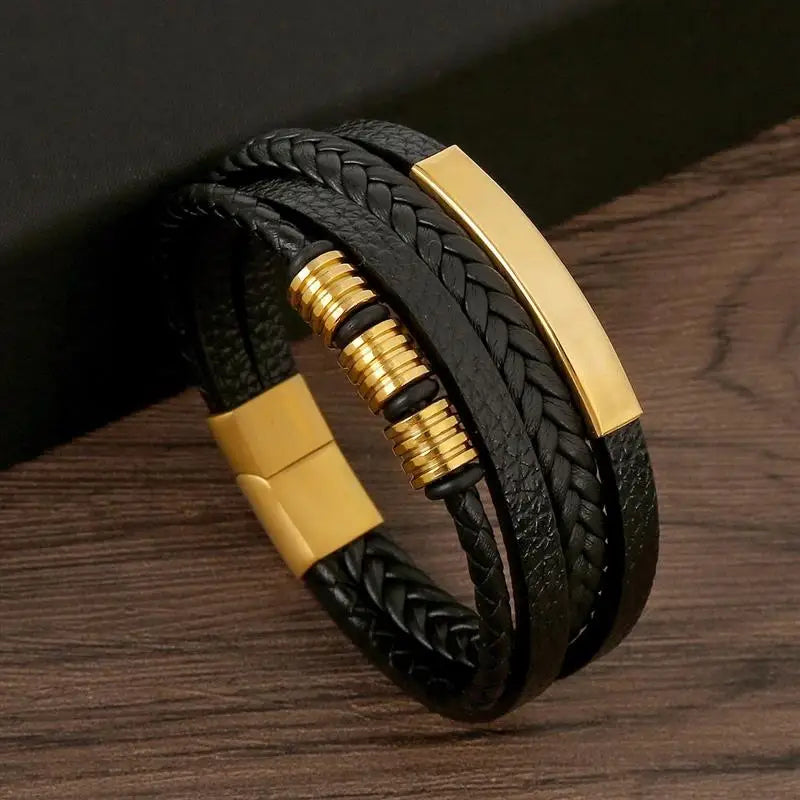 Bracelet élégant en cuir tressé pour homme