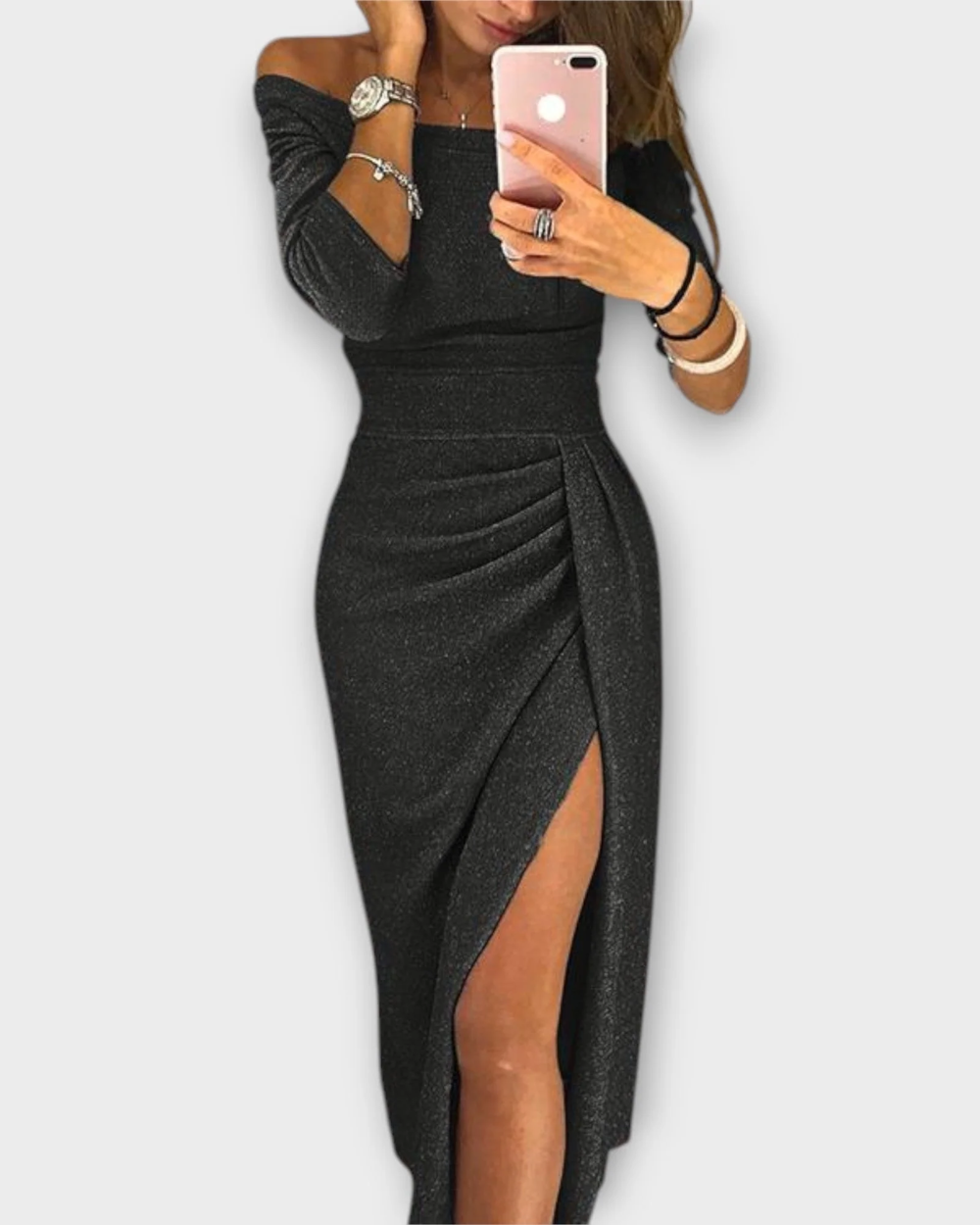 Robe élégante à épaules dénudées
