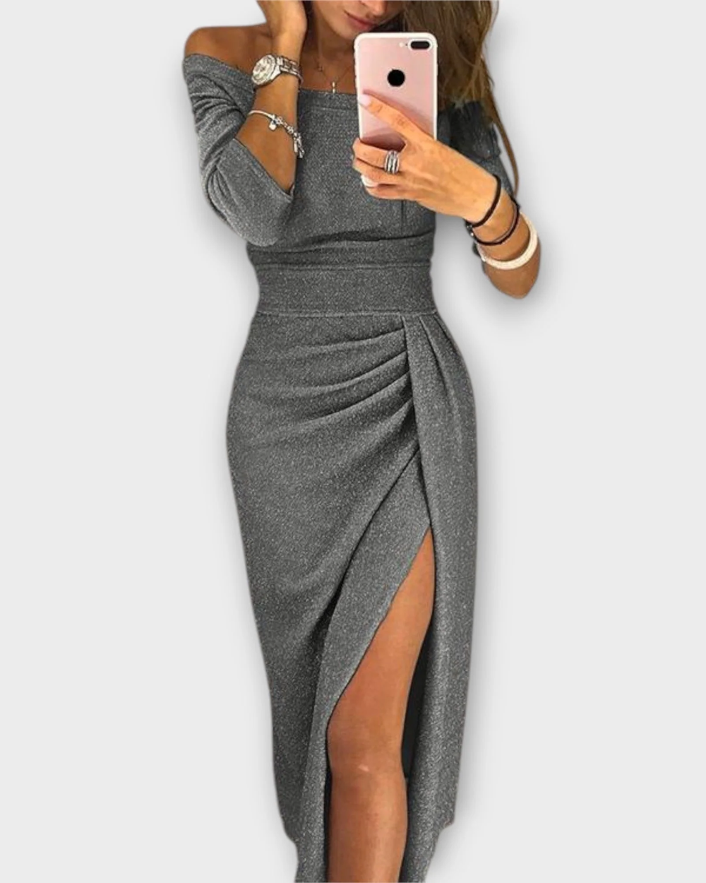 Robe élégante à épaules dénudées