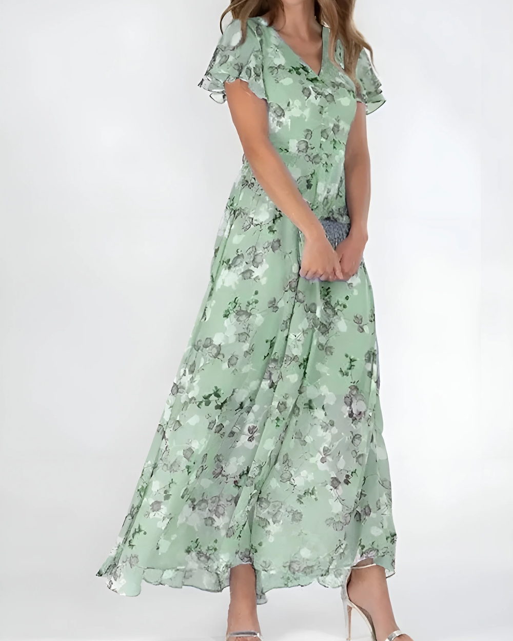 Robe longue élégante à imprimé floral