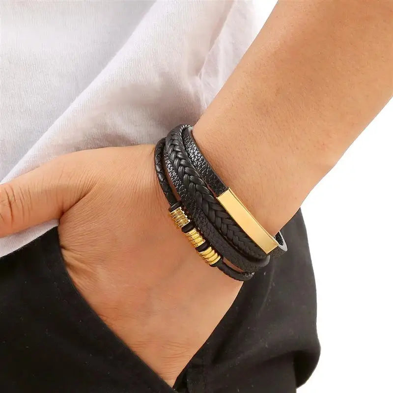Bracelet élégant en cuir tressé pour homme