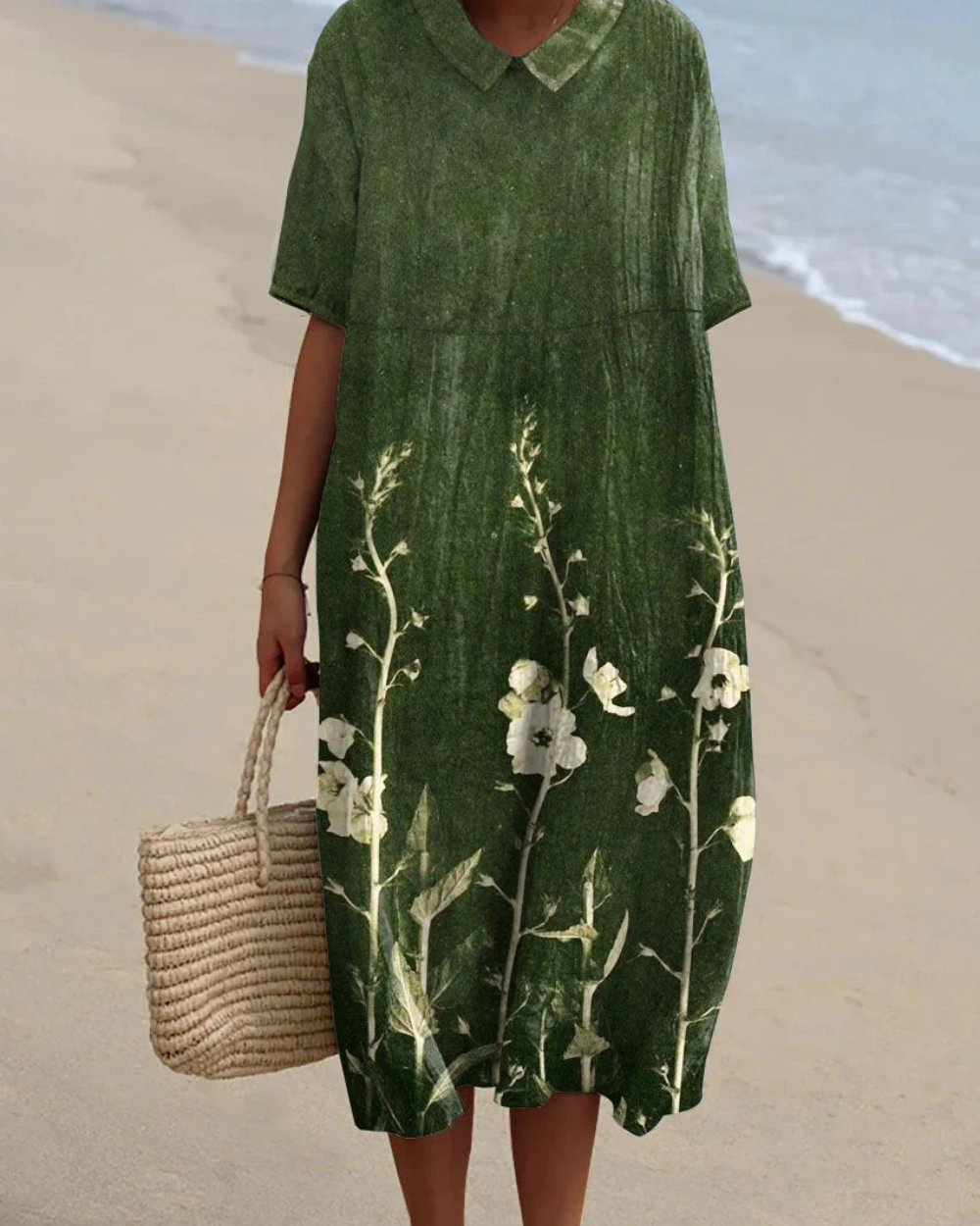Robe florale avec protection du ventre