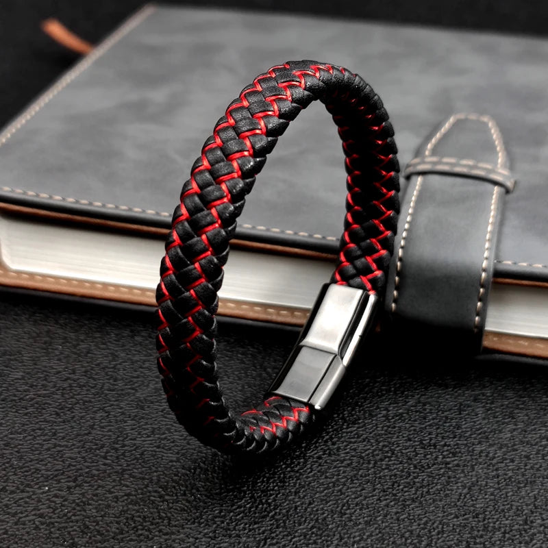 Bracelet tressé en cuir pour homme