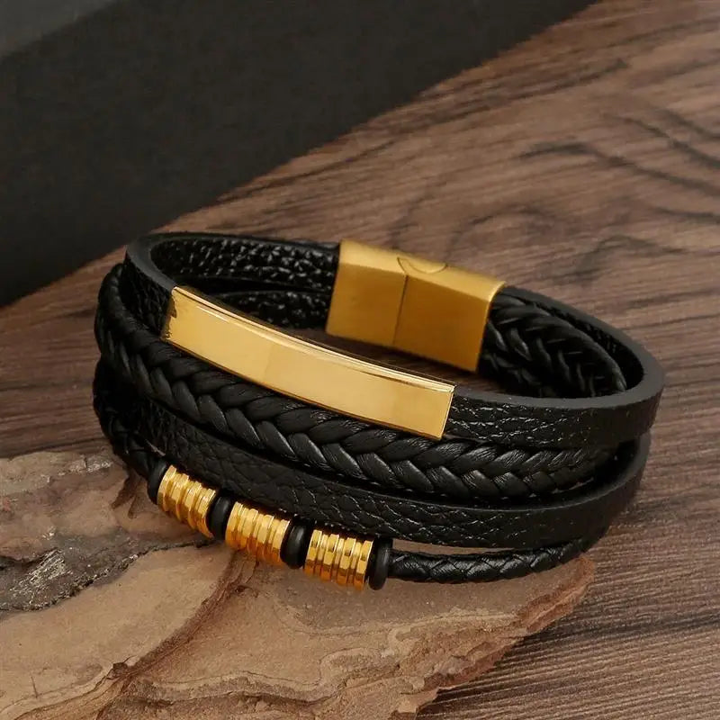 Bracelet élégant en cuir tressé pour homme