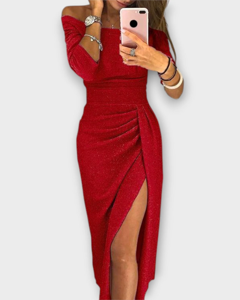 Robe élégante à épaules dénudées