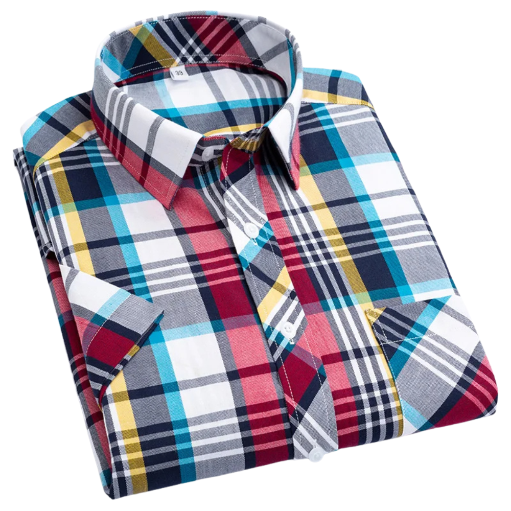 Chemise à carreaux en coton à manches courtes