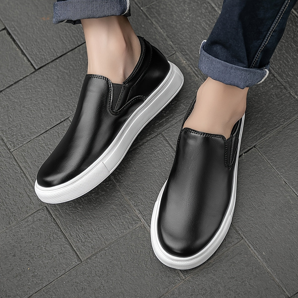 Chaussures décontractées en cuir à enfiler