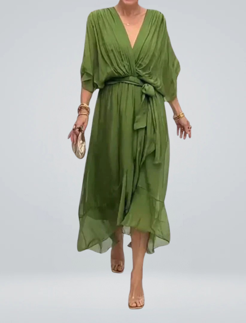 Robe en mousseline de soie avec décolleté en V