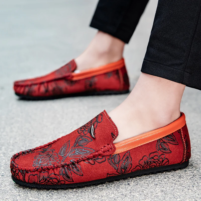Mocassins en cuir à fleurs