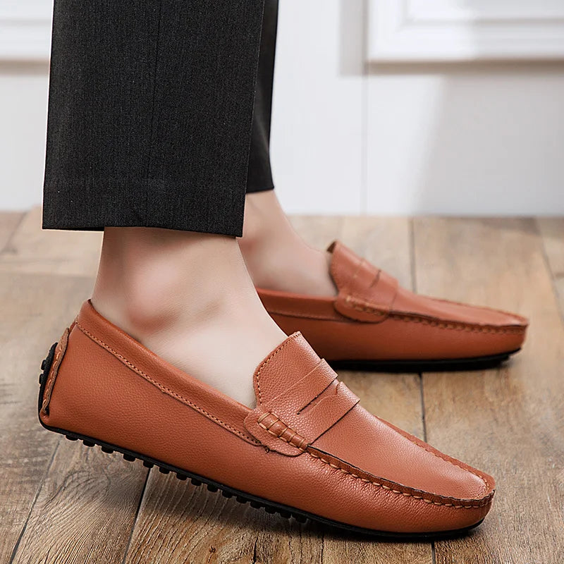 Mocassins d'été en cuir décontractés