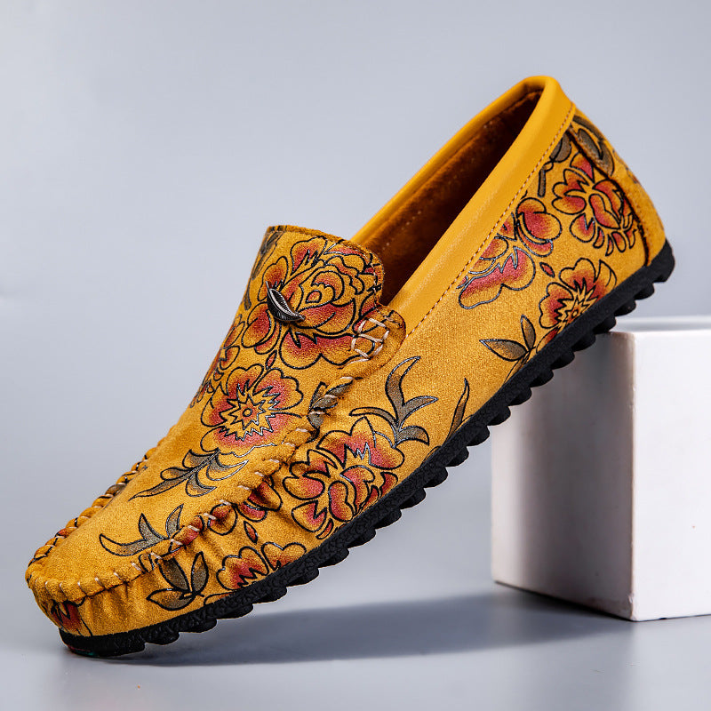 Mocassins en cuir à fleurs