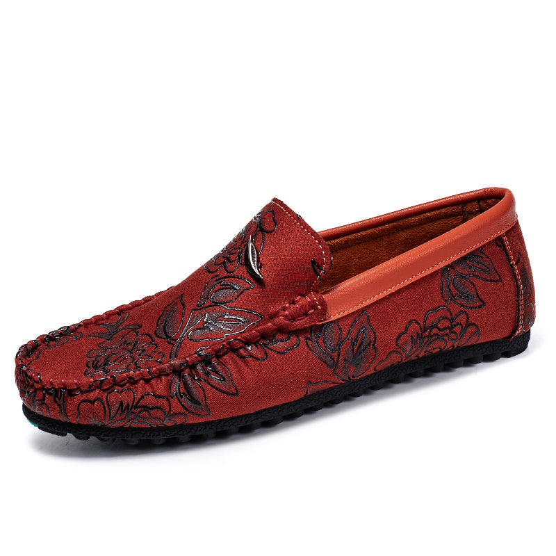 Mocassins en cuir à fleurs
