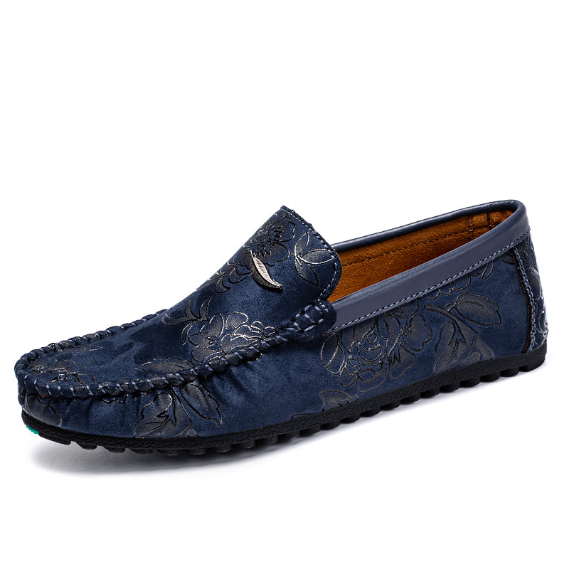 Mocassins en cuir à fleurs