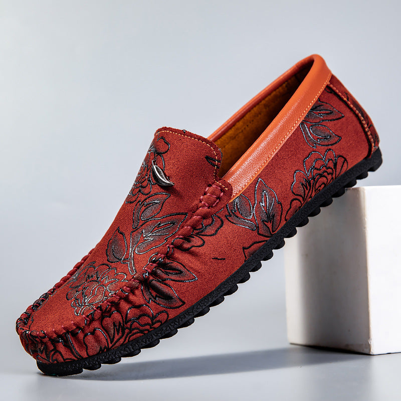 Mocassins en cuir à fleurs