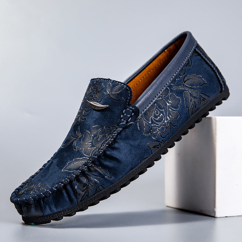 Mocassins en cuir à fleurs