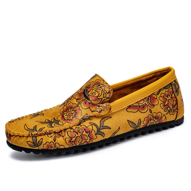Mocassins en cuir à fleurs