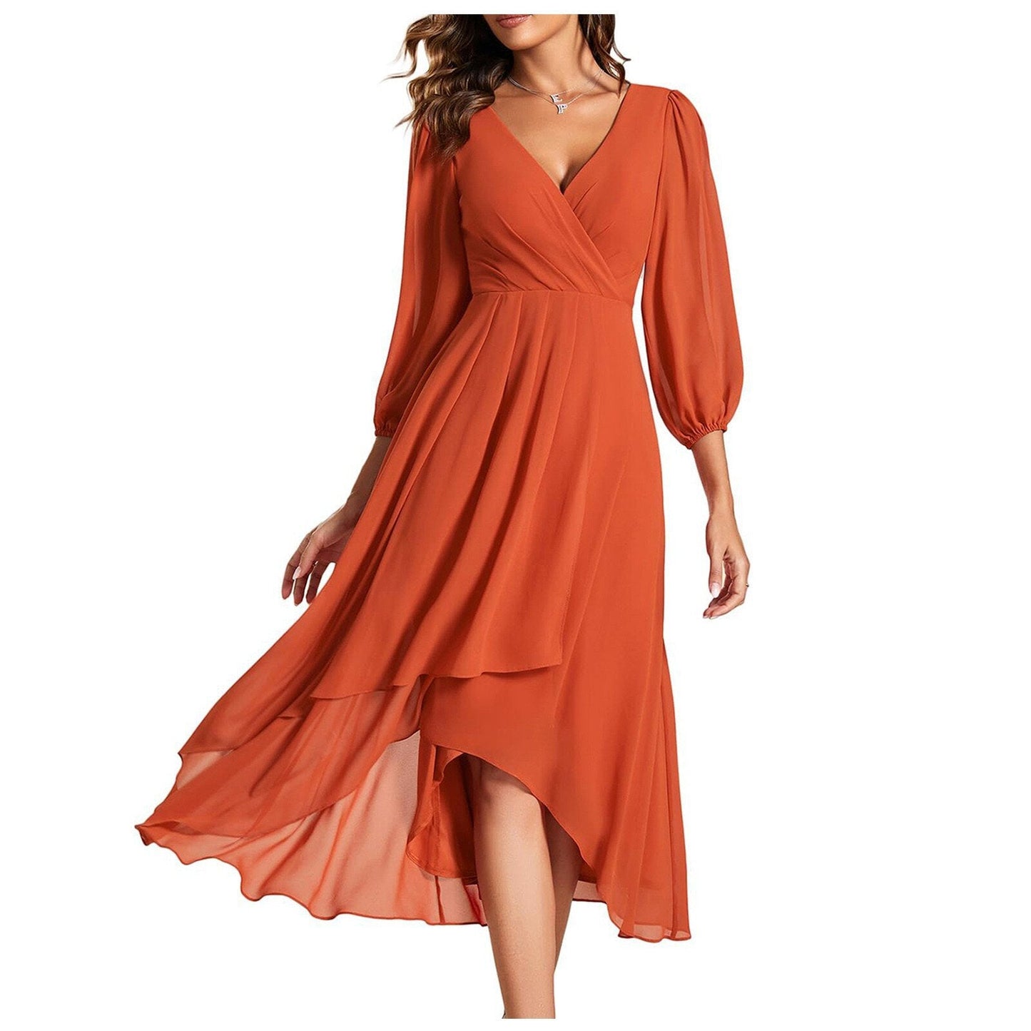 Robe longue chic avec décolleté en V