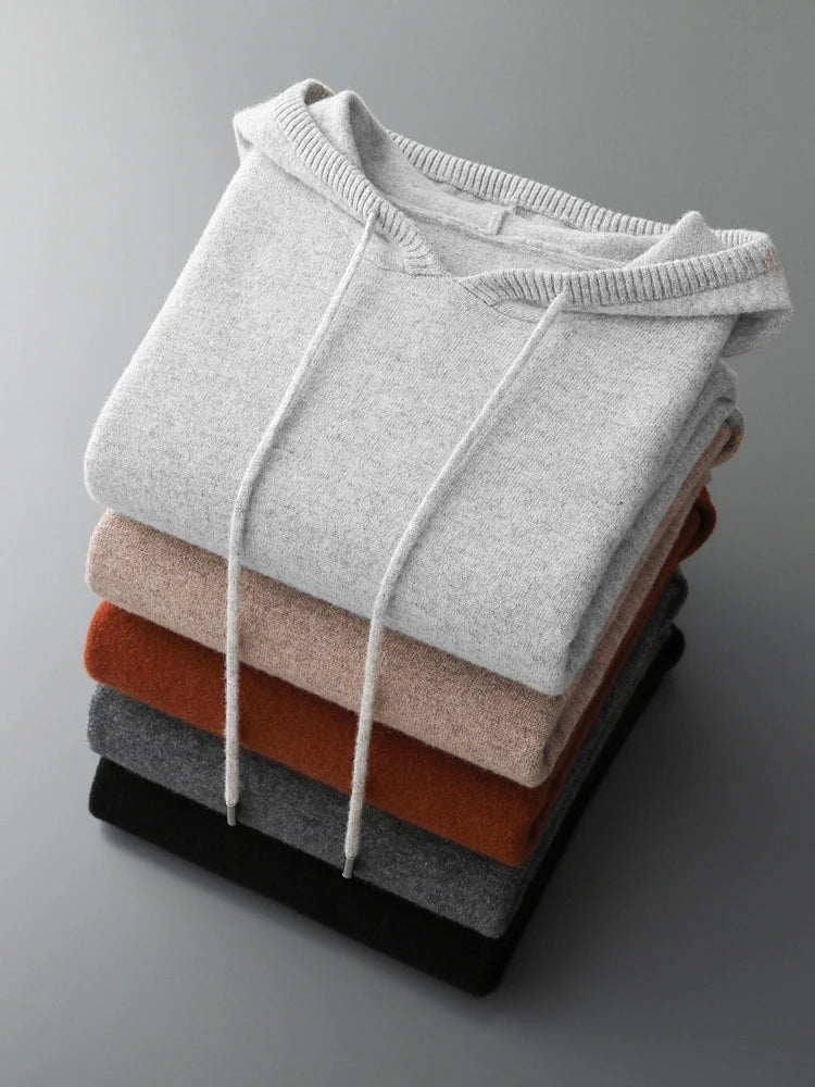 Pull à capuche en laine mérinos Sirlus