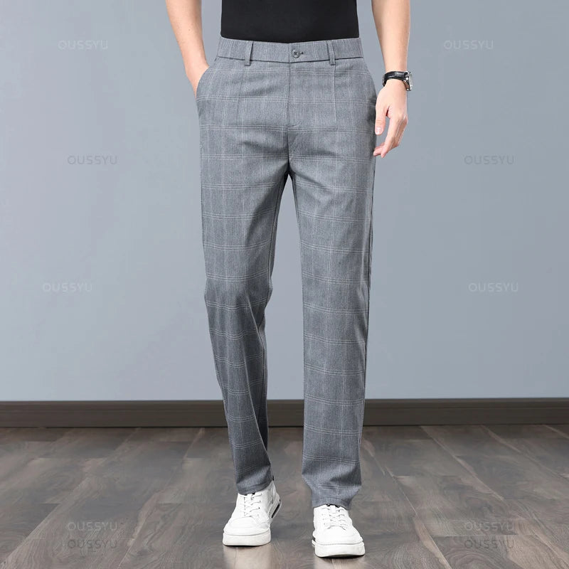 Pantalon stretch à carreaux