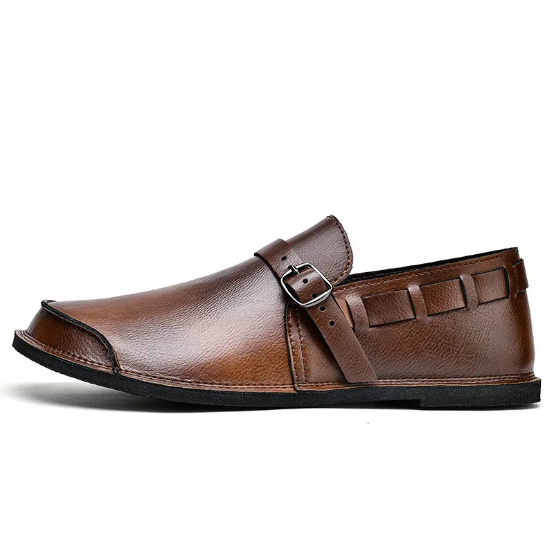 Mocassins en cuir à boucles