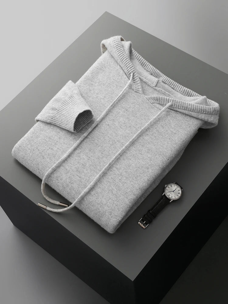 Pull à capuche en laine mérinos Sirlus