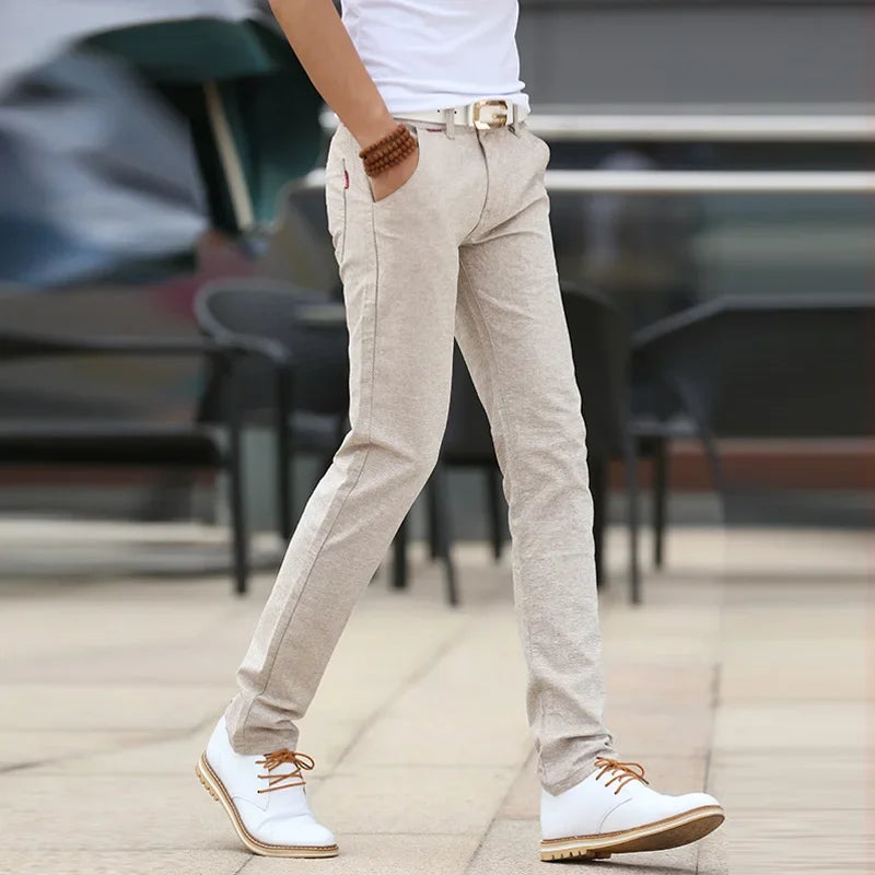 Pantalon slim en lin