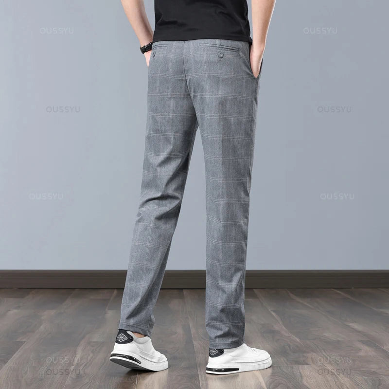 Pantalon stretch à carreaux