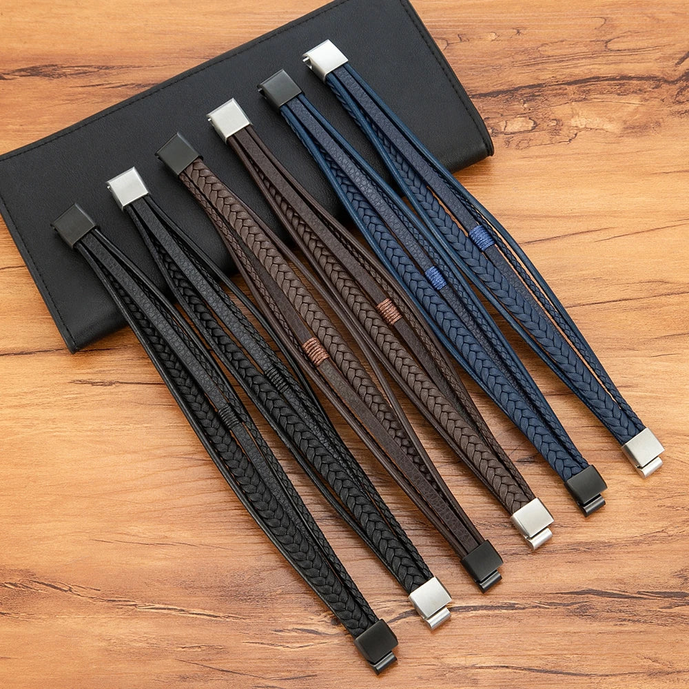 Bracelet homme en cuir tressé