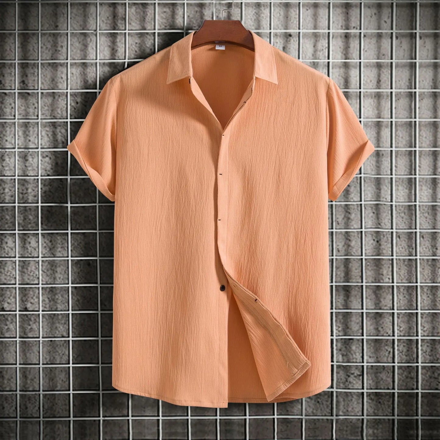 Chemise à manches courtes en coton et lin