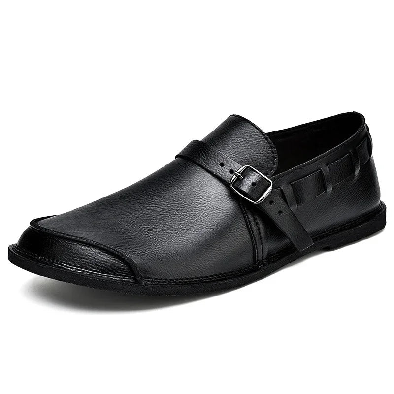 Mocassins en cuir à boucles