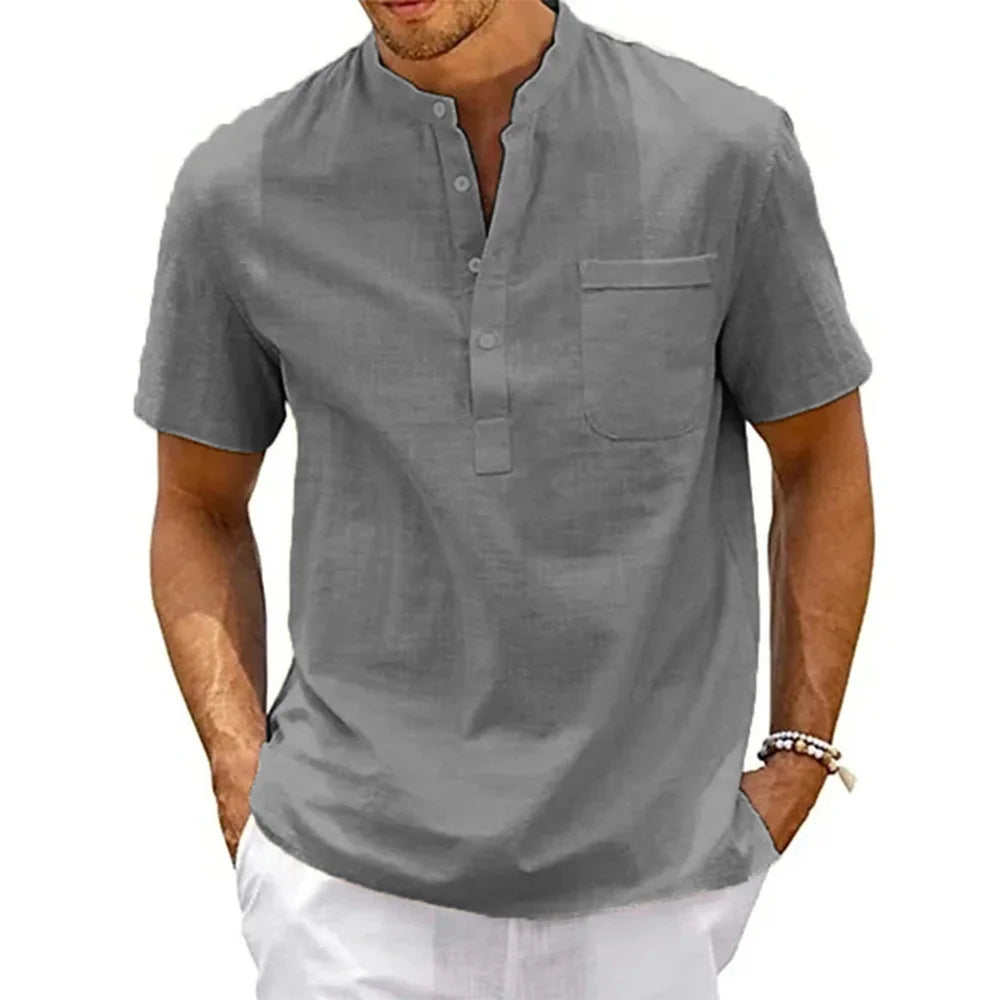 Chemise élégante en coton et lin