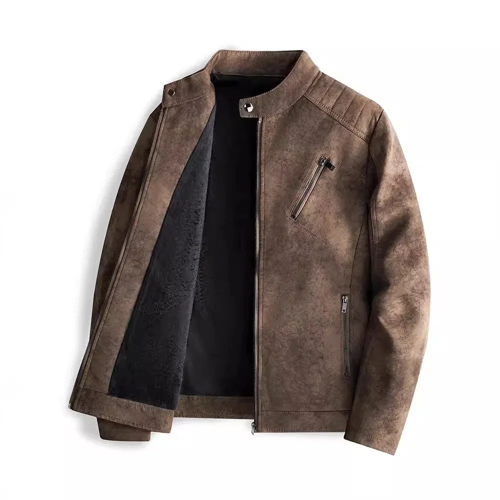 Veste en cuir élégante doublée de polaire