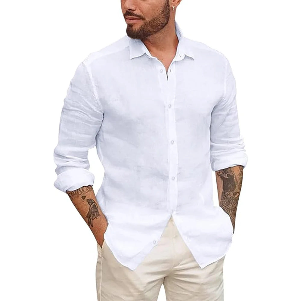 Chemise hawaïenne en coton et lin